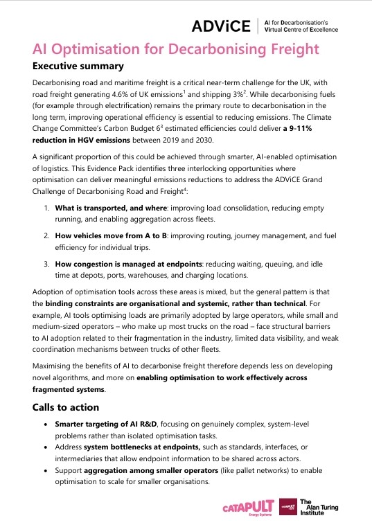 Evidence Pack: AI Optimisation for Decarbonising Freight