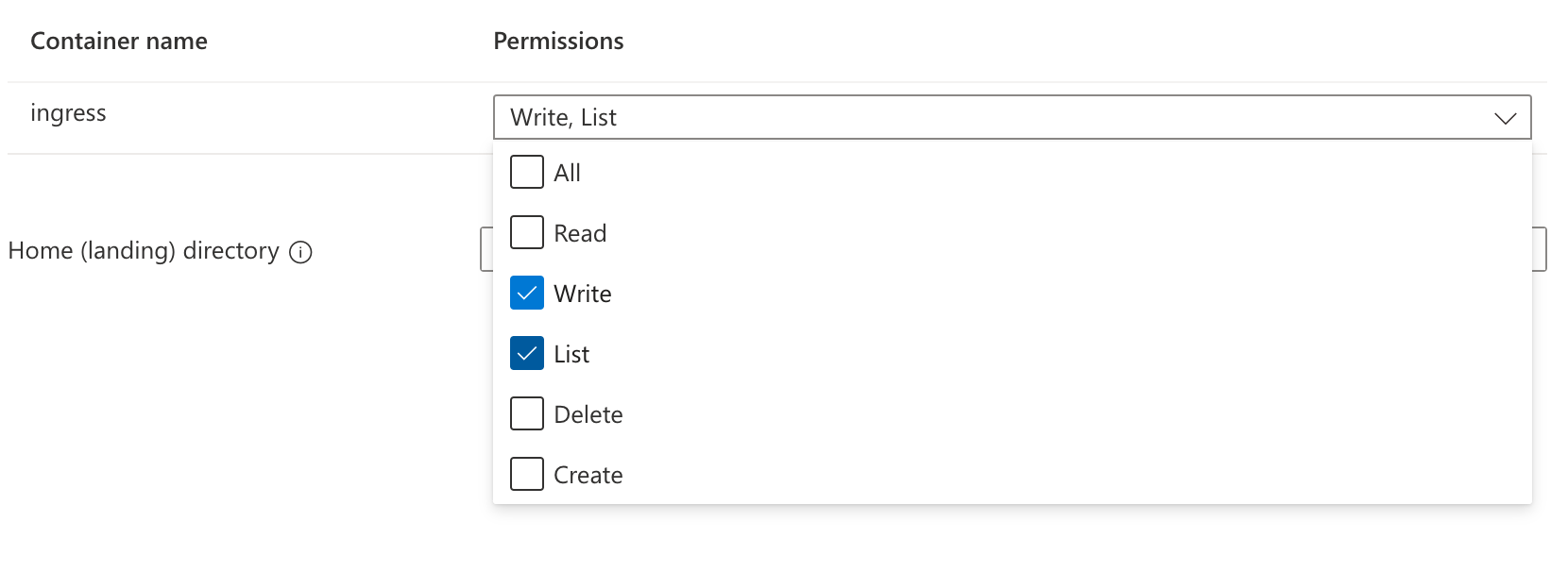 Container permissions