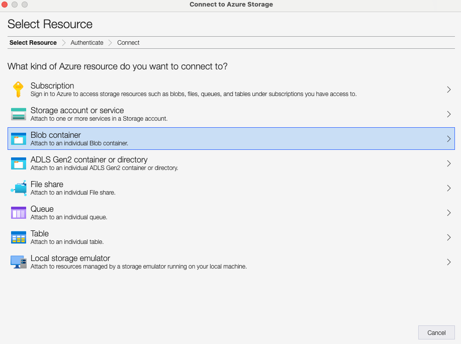 Azure Storage Explorer connection step 3